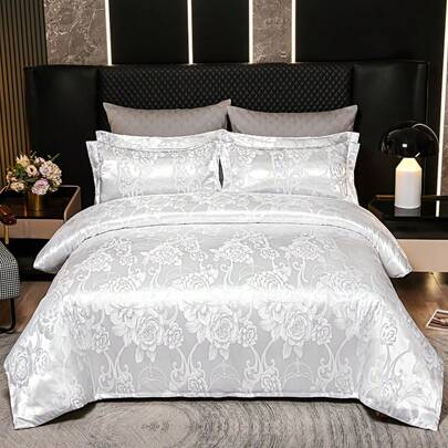 1pc Jacquard Satin Duvet Cover, Palace Style Luxurious Bedding Cover Suitable For Single And Double Size Beds, All Seasons, Household Use