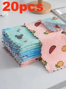 20 pièces/10 pièces/5 pièces/1 pièce Torchons de vaisselle ménagers, linges absorbants et non pelucheux, torchons de nettoyage ménagers épaissis sans huile, et linges de nettoyage de sol sont essentiels pour les appartements, la cuisine, la salle de bain, la maison et les fournitures ménagères