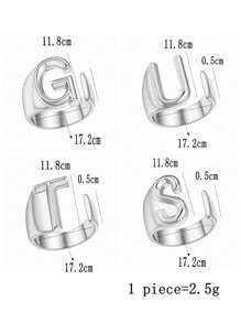 4 piezas/juego de anillos con temática de valentía, concepto de coraje, anillo abierto ajustable unisex, joyería de regalo de uso diario, dorado y plateado - VÍSCERAS - Ver 4