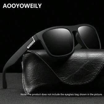 1 Pair Classic Unisex Sports Fashion Polarized Glasses, Square Vintage Driving Fishing Fashion Glasses For Men & Women, Luxury Brand Designer Eyewear, Ice Blue Mirrored Lenses, Black Patterned Frame (Note: Eyeglass Case Not Included)