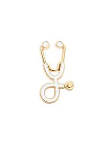 聽診器胸針，醫療系列，金屬徽章，衣服和背包裝飾，服裝配飾 - 杏色 - 查看 22