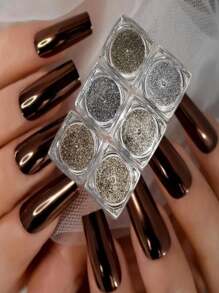 Kit With 6 Mirrored Chrome Powder Pots For Shiny Nails FJ7704/V60/FJ7706/V59/V62/V56 - Baby Pink - View 4