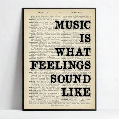 1 Stück Leinwand Musik Zitat Muster Wandkunst, Poster 'Musik ist der Klang von Gefühlen' für Wohnzimmer, Schlafzimmer, Haus Dekoration, ungerahmt