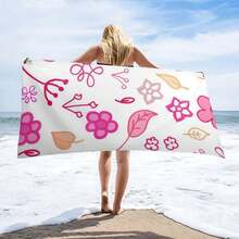 1pc Pink Floral/Blue Rose/Light Blue Waves/Dark Blue Waves Beach Towel, Bath Towel, Simple And Fashionable Design, 80cm*160cm, Thickened Version, Made Of Ultra-Fine Fiber Material, Rectangle Shape, Soft And Comfortable, Strong Water Absorption, Quick-Drying And Soft, Easy To Carry, Suitable For Sports, Yoga, Beach, Home, Gym - Multicolor - View 15