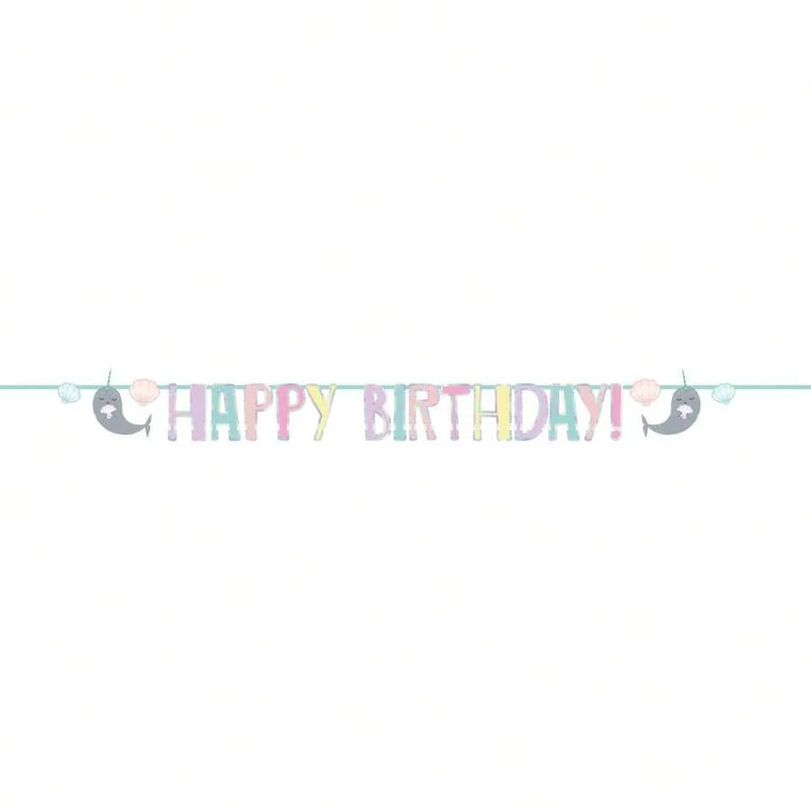 Amscan Narwhal Happy Birthday Banner (Multicoloured) - Multicolor - View 1