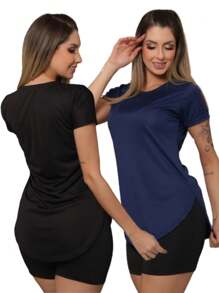 Kit 2 Blusa Feminina Tapa Bumbum Academia Esportiva Fitness