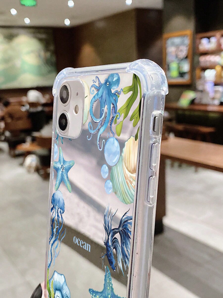 1pc Ocean Starfish Pattern Acrylic Mirror Cell Phone Case For Apple