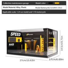 Mô hình xưởng sửa chữa ô tô sang trọng tỷ lệ 1:24 – Âm thanh tương tác & đèn LED, bãi đỗ xe bằng hợp kim, bộ sửa chữa hoàn chỉnh không có tấm Acrylic trong suốt (không có nắp đậy) – Thiết kế chân thực, chế tạo bền bỉ, hoàn hảo để trưng bày và chơi (Không bao gồm pin) - màu đen - Xem 3