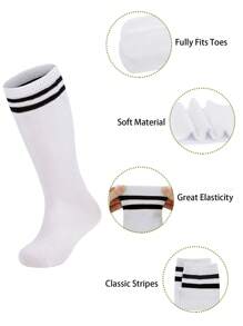 5 Paar Kinder Kleinkind Fußballsocken Jungen Mädchen Kniestrümpfe mit gestreiftem Schlauchsocken, sportliche lange Socken für Jungen Mädchen