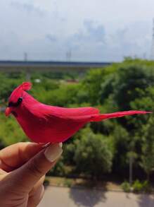 1/6 件仿真红鸟羽毛红雉花园装饰户外装饰品适用于花园/庭院