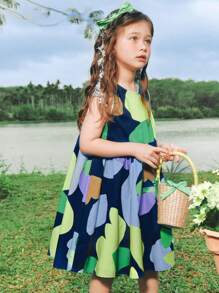 mini bala 兒童活潑蝴蝶形狀公主裙 - 藍色 - 查看 1