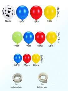 127Pcs Blue Red Yellow Green Print Cow Balloons Garland Arch Kit For Farm Animals Farmhouse Shower Birthday Party Supplies Toys Balloons, - Red - View 3