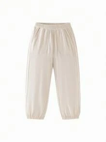 Mini Bala Unisex Children's Baby Children's Pants Summer Cool Feeling Antibacterial Long Pants - Apricot - View 4