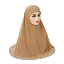 H146 New Style Medium Size 70*70cm Amira Hijab With Rhinestones Pull On Islamic Scarf Head Wrap Headwear Shawl Abaya Accessories Daily Under Cap Women Veil