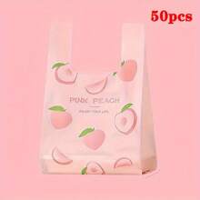 超值装 50/100 件一次性背心式袋、购物袋、塑料手提袋、包装袋、水果袋、礼品袋、卡通包装袋、强承载力垃圾袋，适用于商店、厨房、浴室、家庭、家居用品 - 彩色 - 查看 5