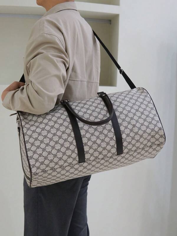 1 Pc Leisure And Business High-Capacity Full-Size Printed PU Leather Zipper Style Double Handle Handle Strap With Adjustable Shoulder Strap Fashionable Travel Bag Suitable For Men And Women For Vacation Holiday&For Business&For Back To School Bag For School School Accessories School Stuff