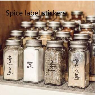 8 张调料标签，共 276 张创意防水组合食品储存标签，适用于调料罐、厨房标签、瓶子、调料罐、储物盒，可用于调料罐分类（不含瓶子），厨房装饰