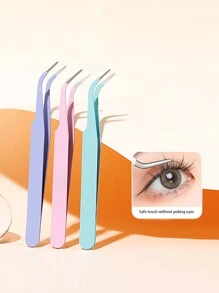 3pcs Eyelash Extension Tweezers Auxiliary Tools, Stainless Steel Macaron Color Eyelash Beauty Tools - Multicolor - View 4