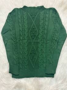 Plus Size Knit Tops - 墨綠色 - 查看 1