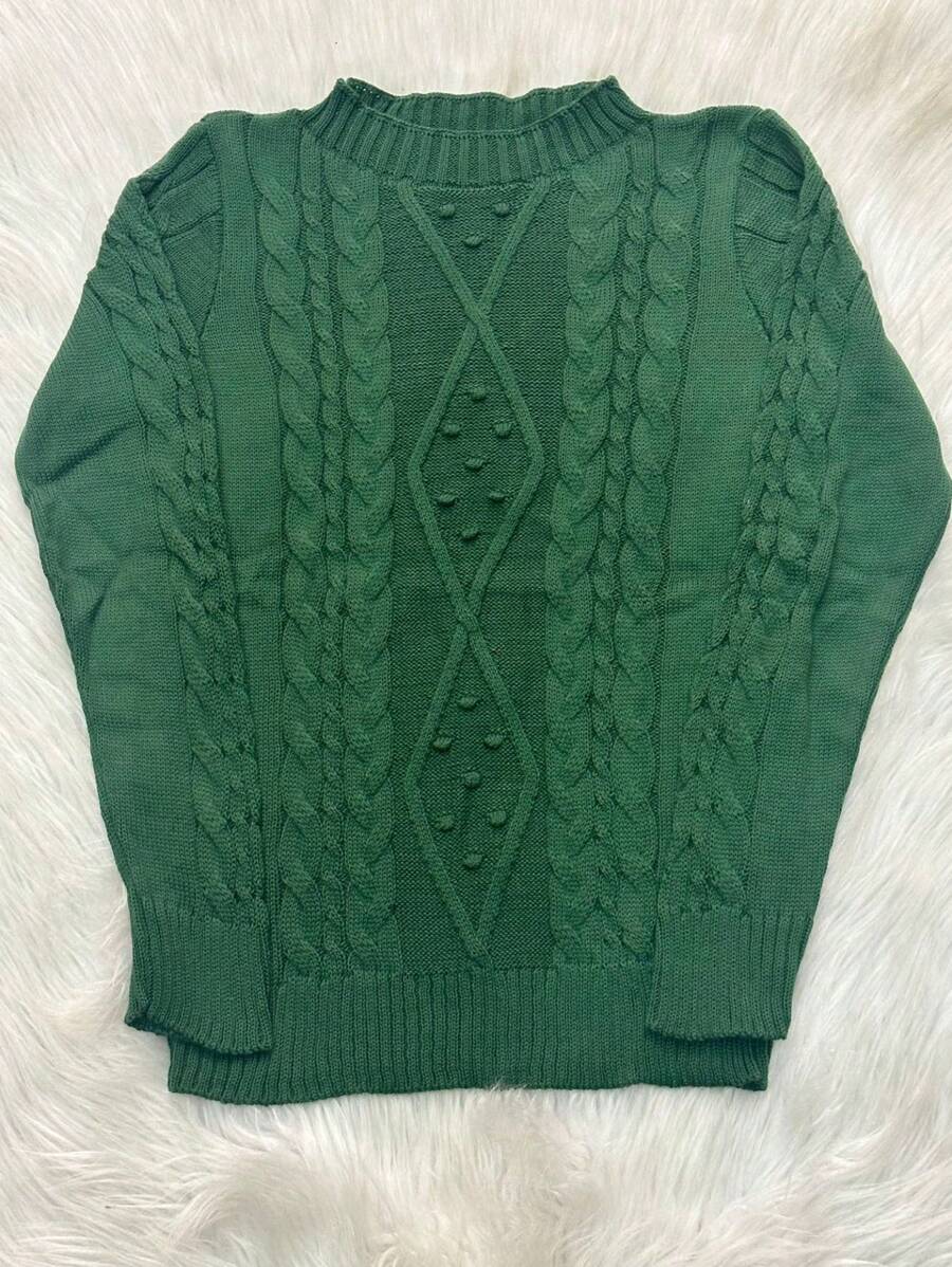 Plus Size Knit Tops - 墨綠色 - 查看 1