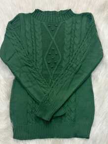 Plus Size Knit Tops - 墨綠色 - 查看 2
