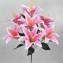 1 Bundle, Simulation Lily Flowers, Suitable For Living Room Dining Room Decoration, Wedding Arch Decor Flower Bouquet - 1pc - View 3