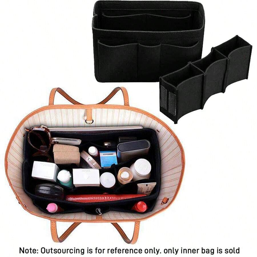Multifunctional Felt Handbag Insert Organizer, Felt Bag Storage Insert, Handbag Tote Bag Organizer, For Tote Bags - Black - View 1