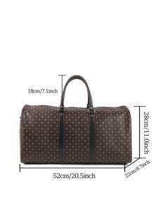 1 件休闲商务大容量全尺寸印花 PU 皮革拉链式双手柄肩带可调节肩带时尚旅行包适合男士和女士度假、商务和返校旅行箱过夜包健身包行李袋周末包行李袋行李携带包大学包行李袋周末包医院包冬季包学校配件学校用品