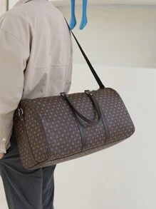 1 件休闲商务大容量全尺寸印花 PU 皮革拉链式双手柄肩带可调节肩带时尚旅行包适合男士和女士度假、商务和返校旅行箱过夜包健身包行李袋周末包行李袋行李携带包大学包行李袋周末包医院包冬季包学校配件学校用品