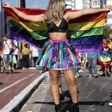 GRUPO CARNAVALLIA Falda Multicolor Metálica Orgullo Gay Lgbt Marcha Pride Falda Colores Pride Orgullo - Multicolor - Ver 3