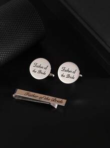 一套伴郎/新郎/男傧相袖扣和领带夹套装，适合男士婚礼穿着 - 銀色 - 查看 15