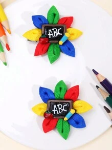 2pcs/Set Girls Back To School Hair Clips, Multicolor Floral Alligator Hair Clips, Teenage Hair Accessories, Graduation Gift - Multicolor - View 3