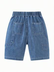 mini bala Boys Pants 2024 Summer New Denim Shorts - Baby Blue - View 5