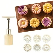 4/5/7PCS, DIY Cherry Blossom Shaped Cake Mold, Including 1pc Mold And 3/4pcs Flower Shaped Mold, DIY Flower Shaped Hand Press Cookie Mold, Moon Cake Maker, Pastry Tools, Baking Tools, Kitchen Gadgets, Kitchen Accessories - White - View 13