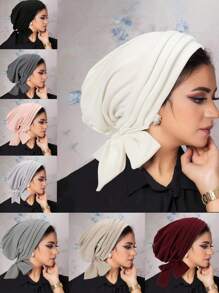 1pc Women Muslim Hiab Turban Headscarf Wrap Hat Hair Loss Head Cover Beanies Bonnet Turban Bandanas Chemo Cap
