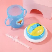 Vaso ancho de paja para bebé, vaso de agua PP a prueba de polvo y a prueba de fugas para bebés y niños pequeños con tapa deslizante para entrenamiento de bebida - Multicolor - Ver 3