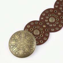 女士新款西式复古腰带、牛仔裤和连衣裙装饰腰带万圣节 - 咖啡 - 查看 7