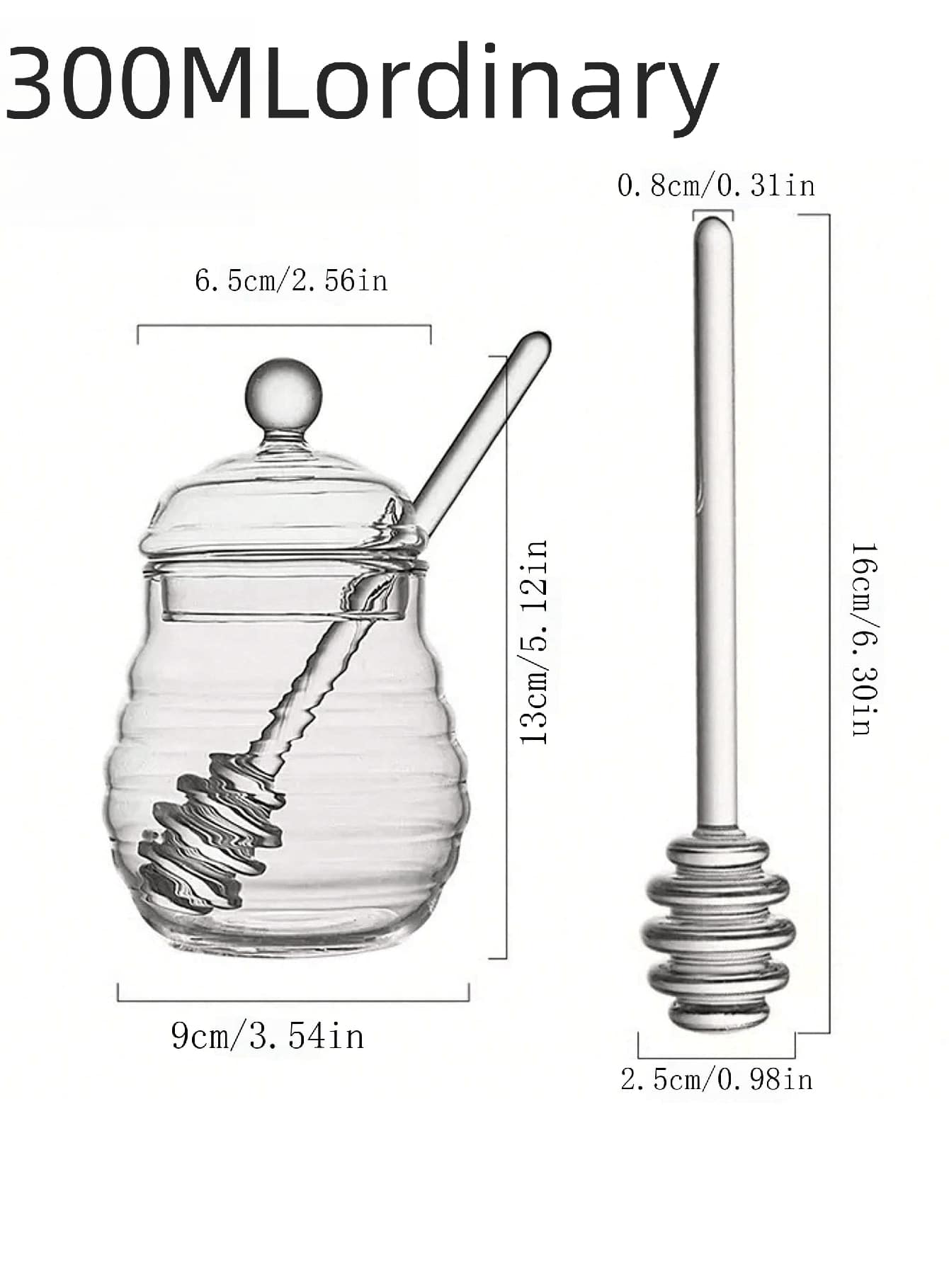 Honey Dispenser Glass Honey Jar With Dipper And Lid, For Storing Honey And Syrup In Household