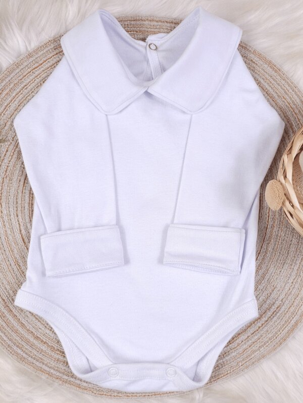 Pure & Posh Baby Body Bebê Gola e Punho Com Detlhes Uma Graça Para Saída de Maternidade 100% Algodão