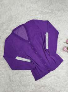 Women Cardigans - أرجواني مغبر - مشاهدة 4