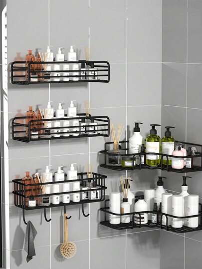 1pc, Kitchen Bathroom Shelf Spice Bottle Shampoo Bottle Per Foration-Free Hanging Basket, Storage, Kitchen Organizer, Organizer, Kitchen Items, Room Decor, Home Decor., Home Decoration, Christmas Gifts, Home Gifts, Room Decoration,
