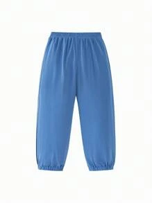 Mini Bala 男女通用儿童宝宝儿童裤子夏季凉感抗菌长裤 - 藍色 - 查看 5