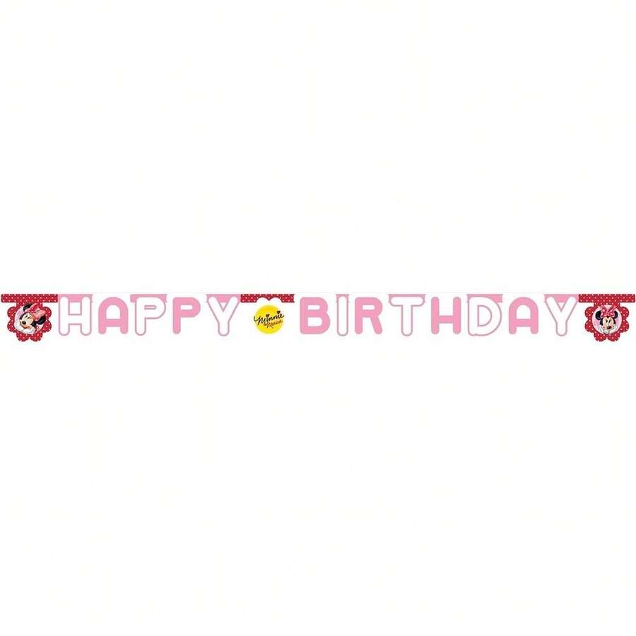 Disney Letters Minnie Mouse Happy Birthday Banner (Pink/Red/Yellow) - Pink - View 1