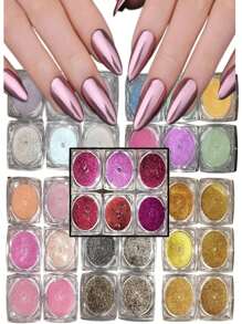 Kit With 6 Mirrored Chrome Powder Pots For Shiny Nails FJ7704/V60/FJ7706/V59/V62/V56 - Gold - View 7
