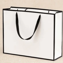 4入組白色禮品袋簡約購物袋包裝袋，小型企業用品，購物袋，派對袋，婚禮生日派對禮品袋，手提袋，派對小禮品，生日裝飾，派對禮品裝飾，婚禮裝飾，派對用品 - 白色 - 查看 3
