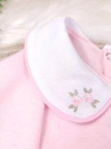 Pure & Posh Baby Body Bebe Menina Gola Bordada Rococó Manga Longa - Rosa Bebê - Visão 5
