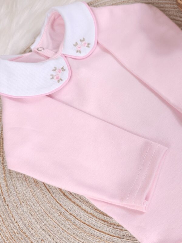 Pure & Posh Baby Body Gola Bordada Bebê Menina Rococó Manga Longa