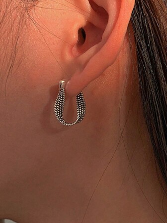 925 Sterling Silver Twisted Rope Vintage Style Fashion Earrings For Women, Personalized Jewelry Suitable For Daily Wear And Gifting