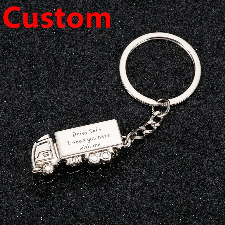 Drive Daddy Fathers Day Gifts Truck Keychain Key Pendant Dad Birthday Key Chain For Daddy Step Dad Keyring Gift For Father,Custom Keychain,Chic Autumn,Apparel Accessories,Customized Keychains & Accessories - Silver - View 1