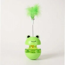 1入組青蛙圓筒玩具，適用於貓咪幼貓互動咬防轉盤毛絨羽毛寵物玩具有趣的訓練寵物用品 - 彩色 - 查看 6